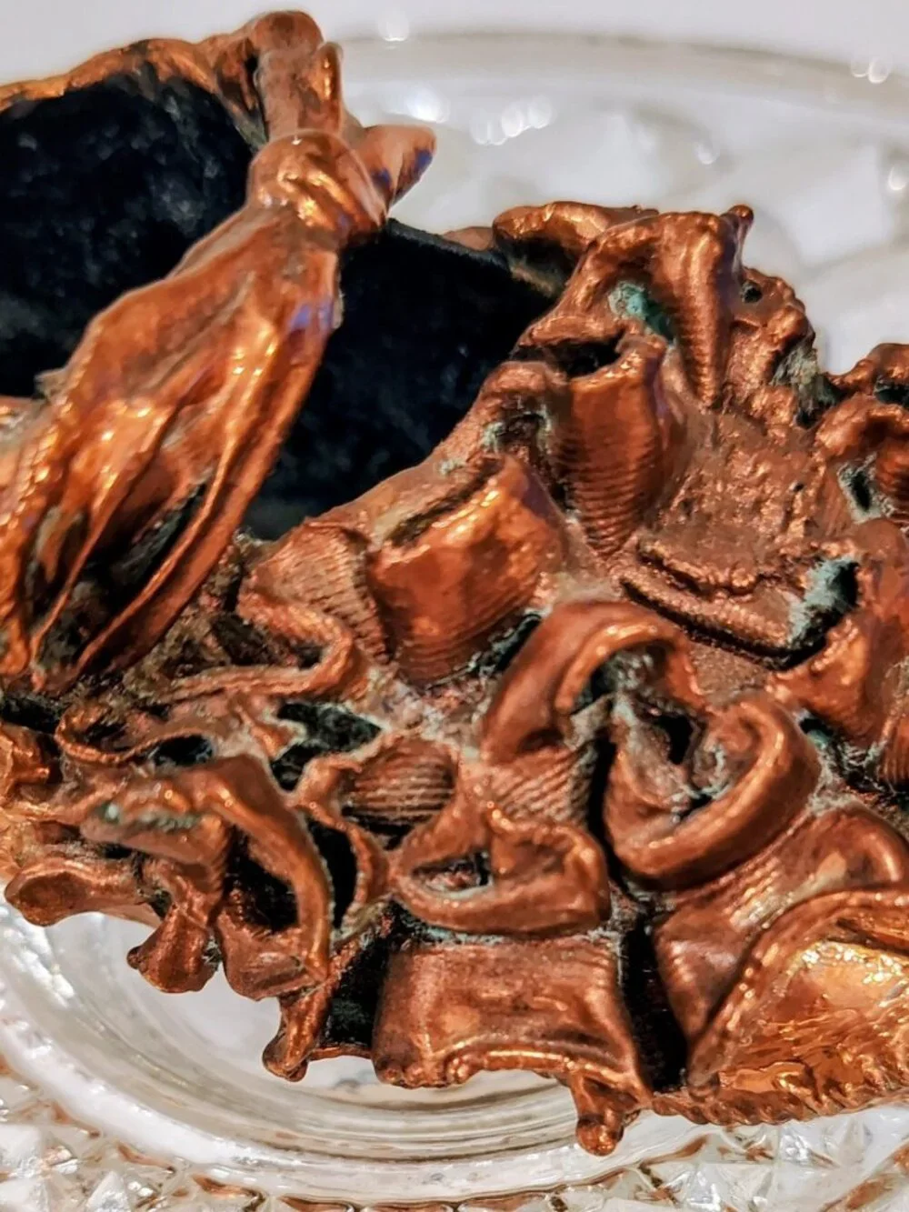 Vintage 1930-1940 Copper Plated Ruffled Baby Shoe